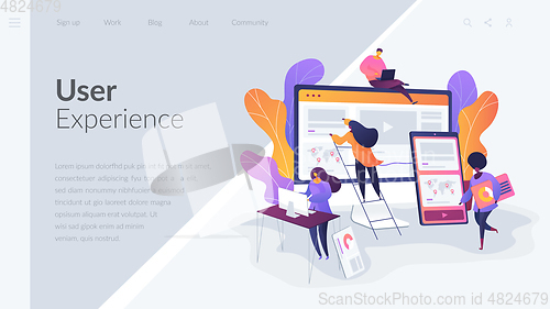 Image of Web design development landing page template.