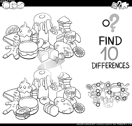 Image of differences game with sweet food