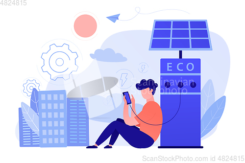 Image of Eco recharge stations in smart city concept vector illustration.