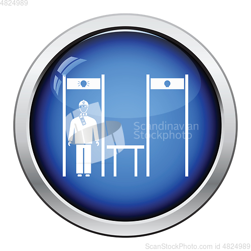 Image of Stadium metal detector frame with inspecting fan icon
