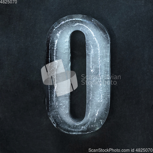 Image of Numeric value, numbers made out of ice isolated on dark studio background