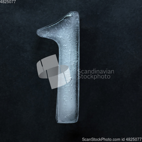 Image of Numeric value, numbers made out of ice isolated on dark studio background