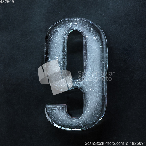 Image of Numeric value, numbers made out of ice isolated on dark studio background