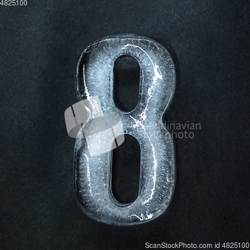 Image of Numeric value, numbers made out of ice isolated on dark studio background