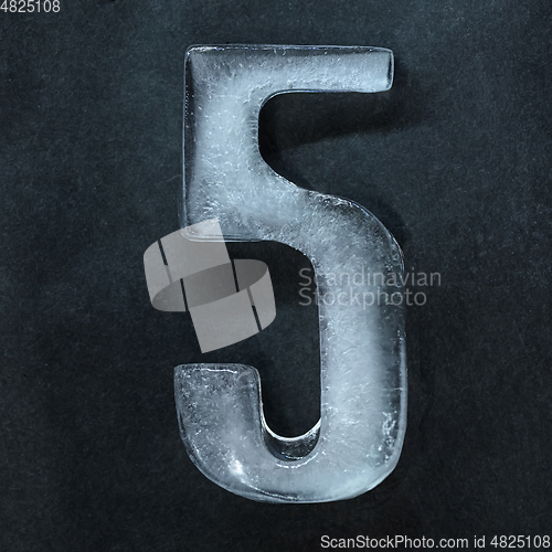 Image of Numeric value, numbers made out of ice isolated on dark studio background