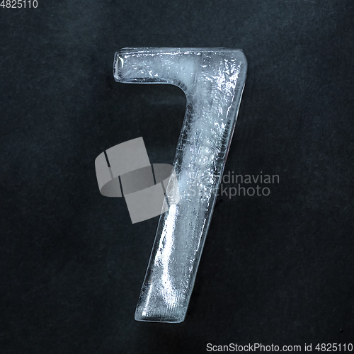 Image of Numeric value, numbers made out of ice isolated on dark studio background