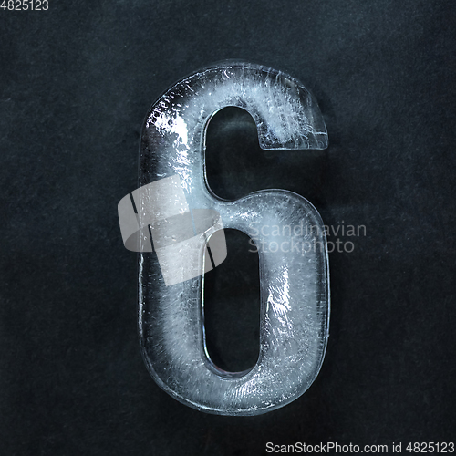 Image of Numeric value, numbers made out of ice isolated on dark studio background