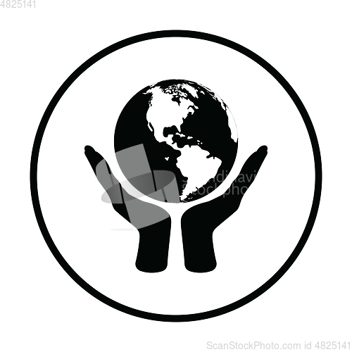 Image of Hands holding planet icon