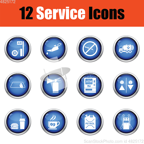 Image of Set of twelve Petrol station icons. 