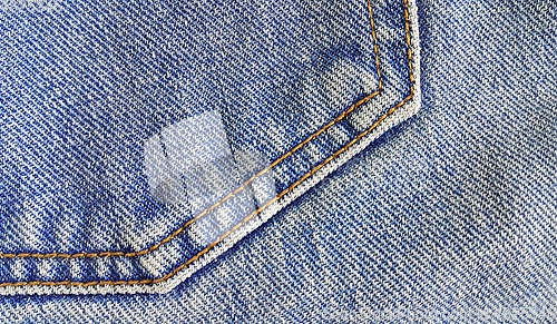 Image of Fragment of classic blue fashioned jeans