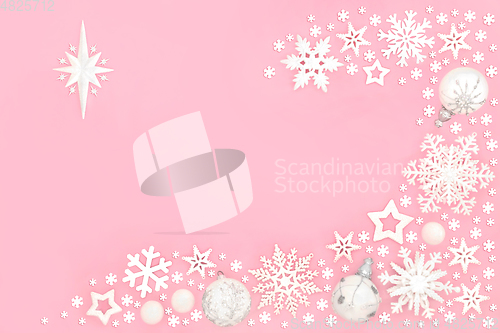 Image of Festive Background Snowflake and Bauble Composition  