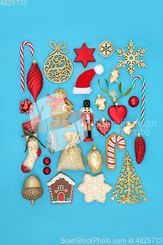 Image of Collection of Retro Christmas Decorations and Symbols  