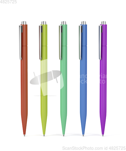 Image of Five pens with different colors