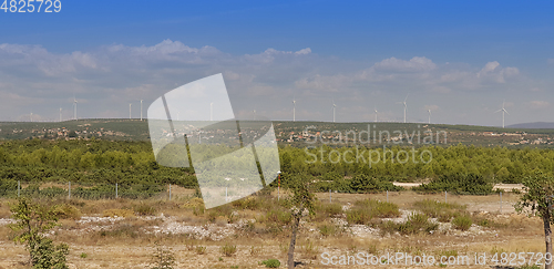 Image of Wind turbines, wind farm, down wind farms