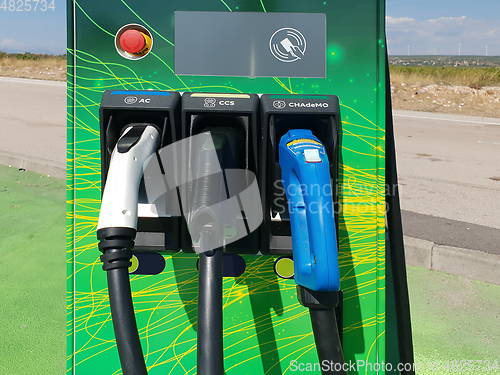 Image of Charging station for electric car. Power supply for electric car