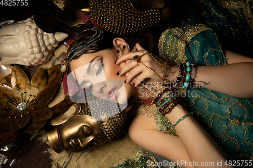 Image of beautiful arabic style bride in ethnic clothes