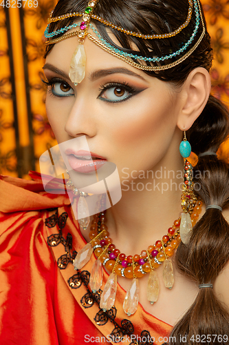 Image of beautiful arabic style bride in ethnic clothes