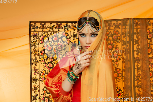 Image of beautiful arabic style bride in ethnic clothes