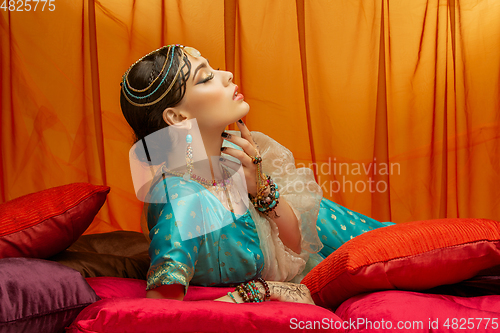 Image of beautiful arabic style bride in ethnic clothes