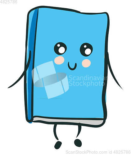 Image of Smiling cute blue book vector illustration on white background 