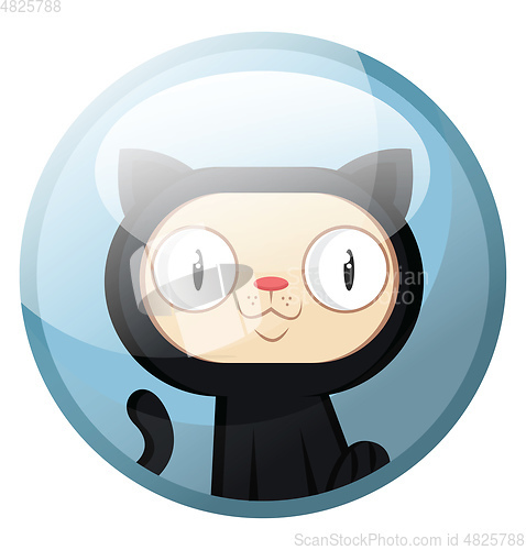 Image of Cartoon character of a black cat with white face smiling vector 