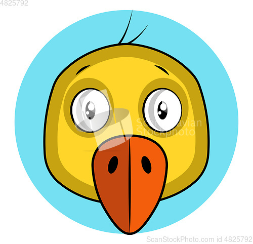 Image of Cartoon yellow bird with orang beak vector illustration on white