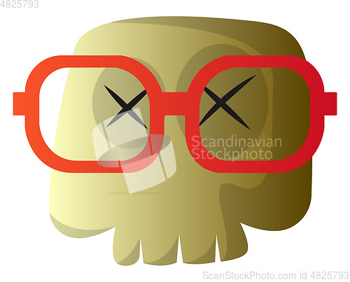 Image of Cartoon skull with red glasses vector illustartion on white back