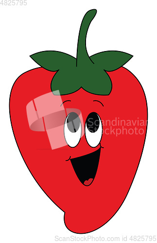 Image of Emoji of a laughing red strawberry vector or color illustration