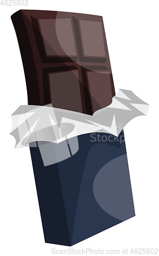 Image of Dark chocolate in dark blue wrap paper vector illustration on wh