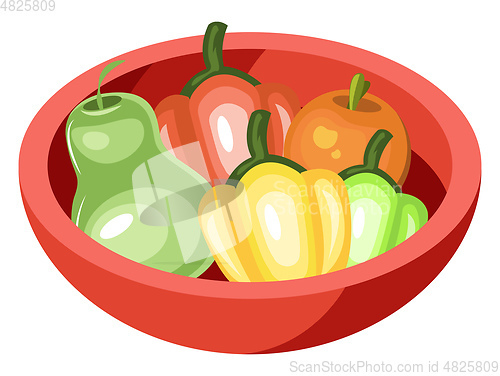 Image of Red Bowl vector color illustration.