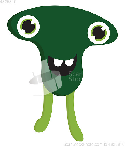 Image of Smiling green monster with green eyes vector illustration on whi
