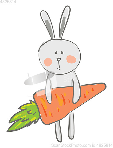 Image of A big eared cartoon hare in a very depressed mood as he holds a 