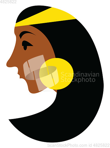 Image of Lady with golden earrings and head ornament vector or color illu
