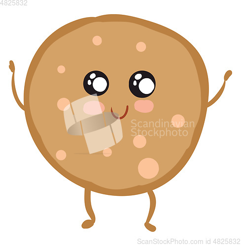 Image of Happy sausage slice with pink dots vector illustration on white 