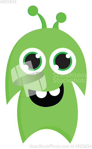 Image of Happy lime green monster vector illustration on white background