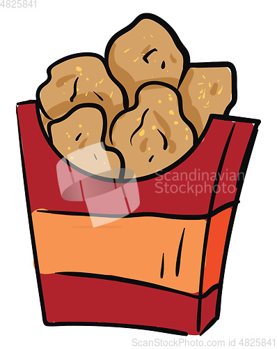 Image of A box of chicken nuggets vector or color illustration