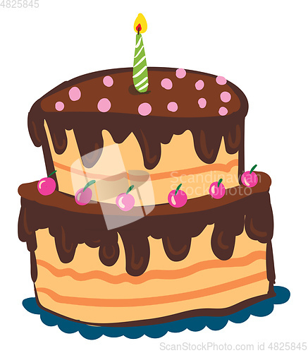 Image of A two layered-cake dripped in chocolate dressing and decorated w