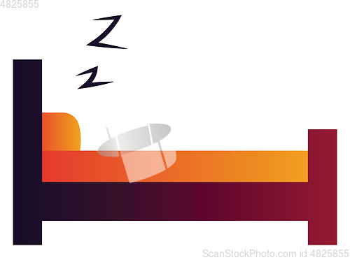 Image of Purple and orange bed simple vector illustration on a white back