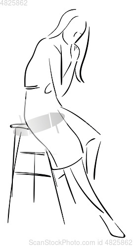 Image of The silhouette of a beautiful woman seated on a chair vector or 