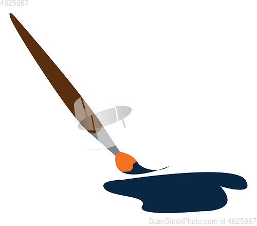 Image of A brown brush dipped in blue paint vector or color illustration