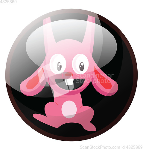 Image of Cartoon character of a pink rabbit hanging vector illustration i