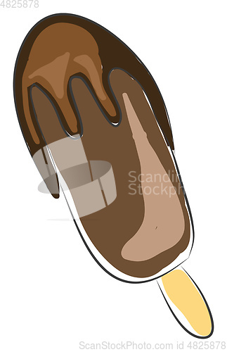 Image of Simple vector illustration of chocolate ice cream on white backg