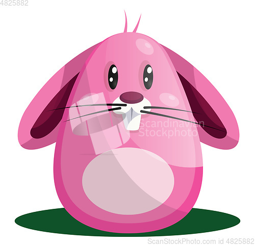 Image of Easter rabbit with big eyes and whiskers in pink illustration we
