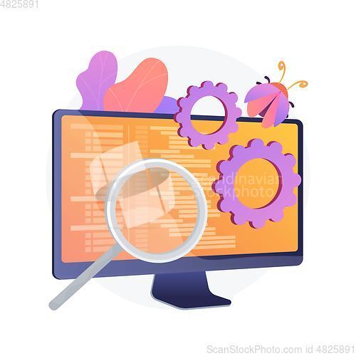 Image of Bug fixing and software testing vector concept metaphor.