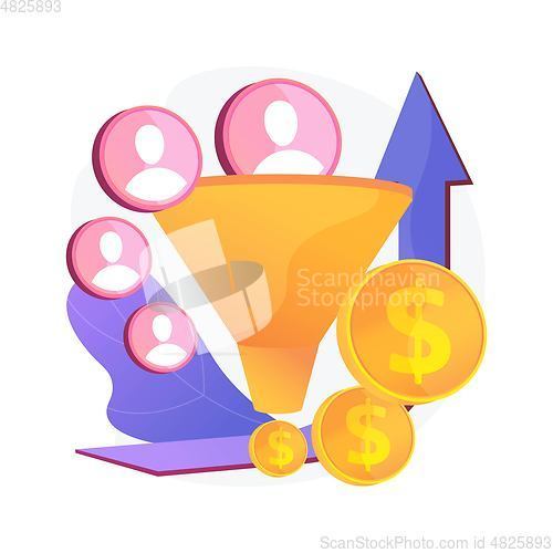 Image of Sales funnel and lead generation vector concept metaphor.