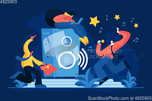 Image of Corporate karaoke party flat vector illustration