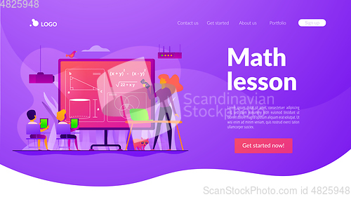 Image of Math lessons landing page template.