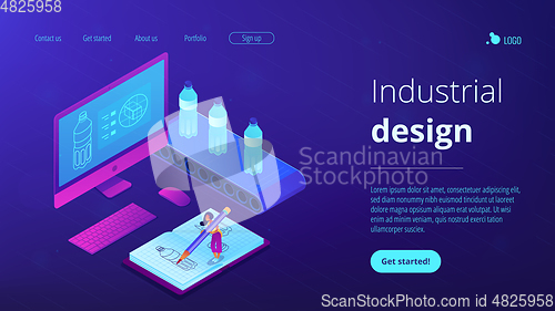 Image of Industrial design isometric 3D landing page.