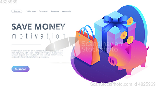 Image of Cash savings isometric 3D landing page.