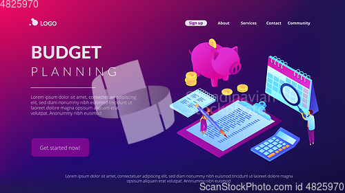 Image of Budget planning isometric 3D landing page.